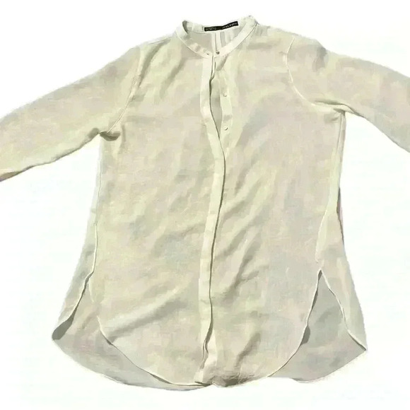 ZARA BASIC Women’s Ivory Button Down Size Large - Picture 5 of 7